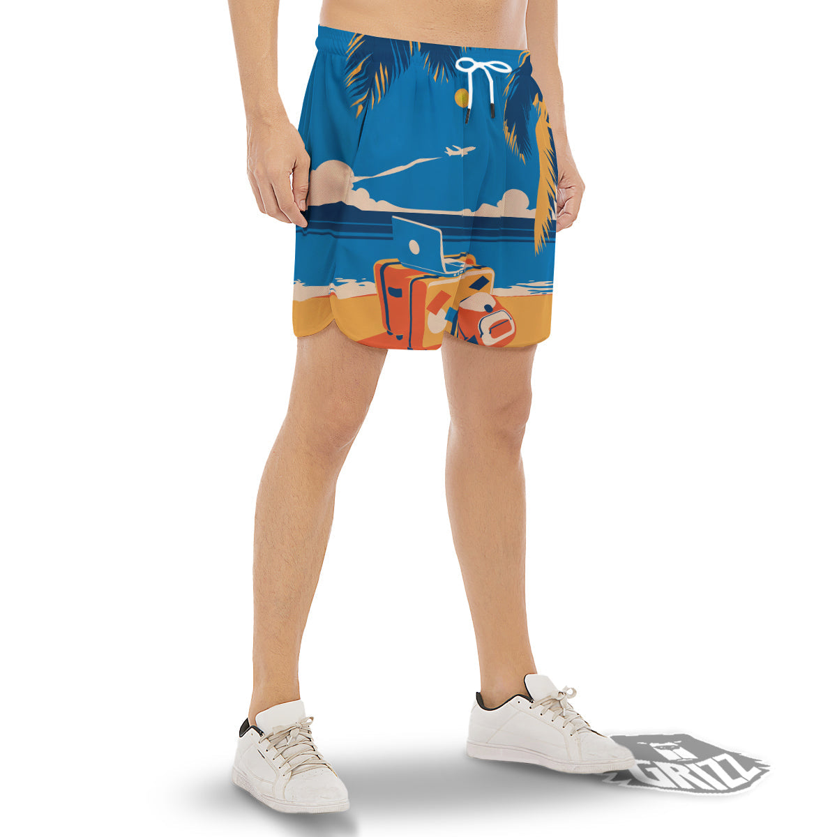 Time To Travel Summer Holiday Print Men's Gym Shorts-grizzshop