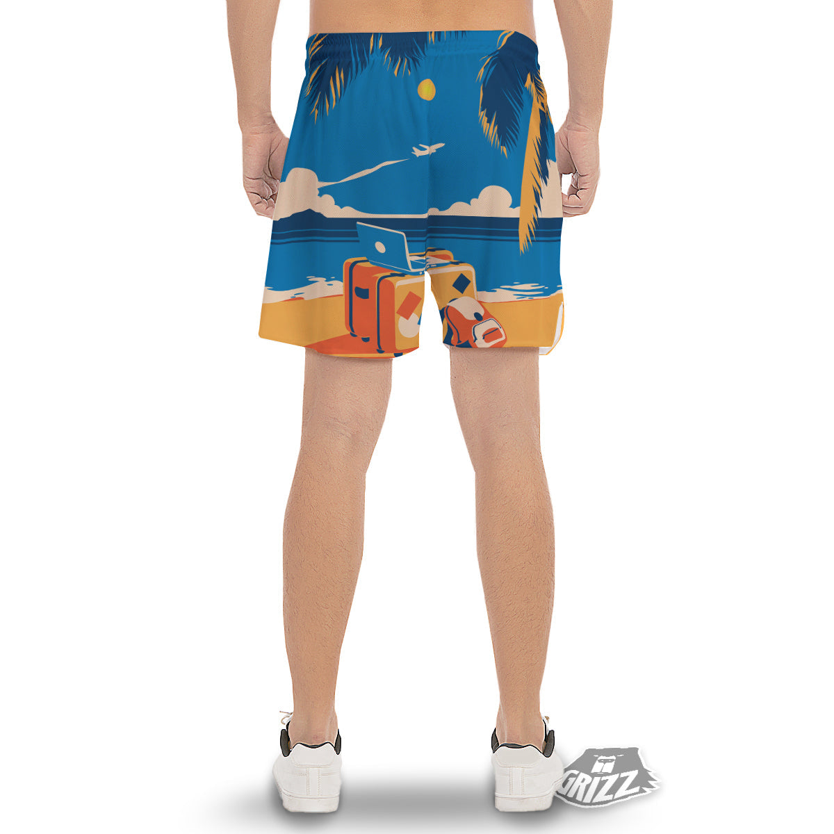 Time To Travel Summer Holiday Print Men's Gym Shorts-grizzshop