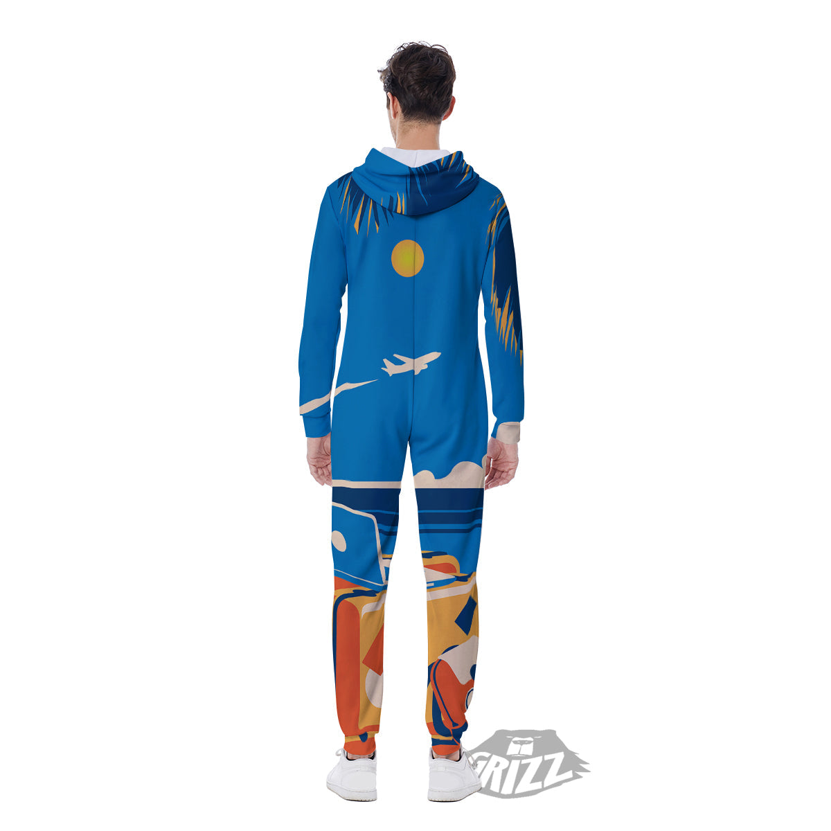 Time To Travel Summer Holiday Print Men's Jumpsuit-grizzshop