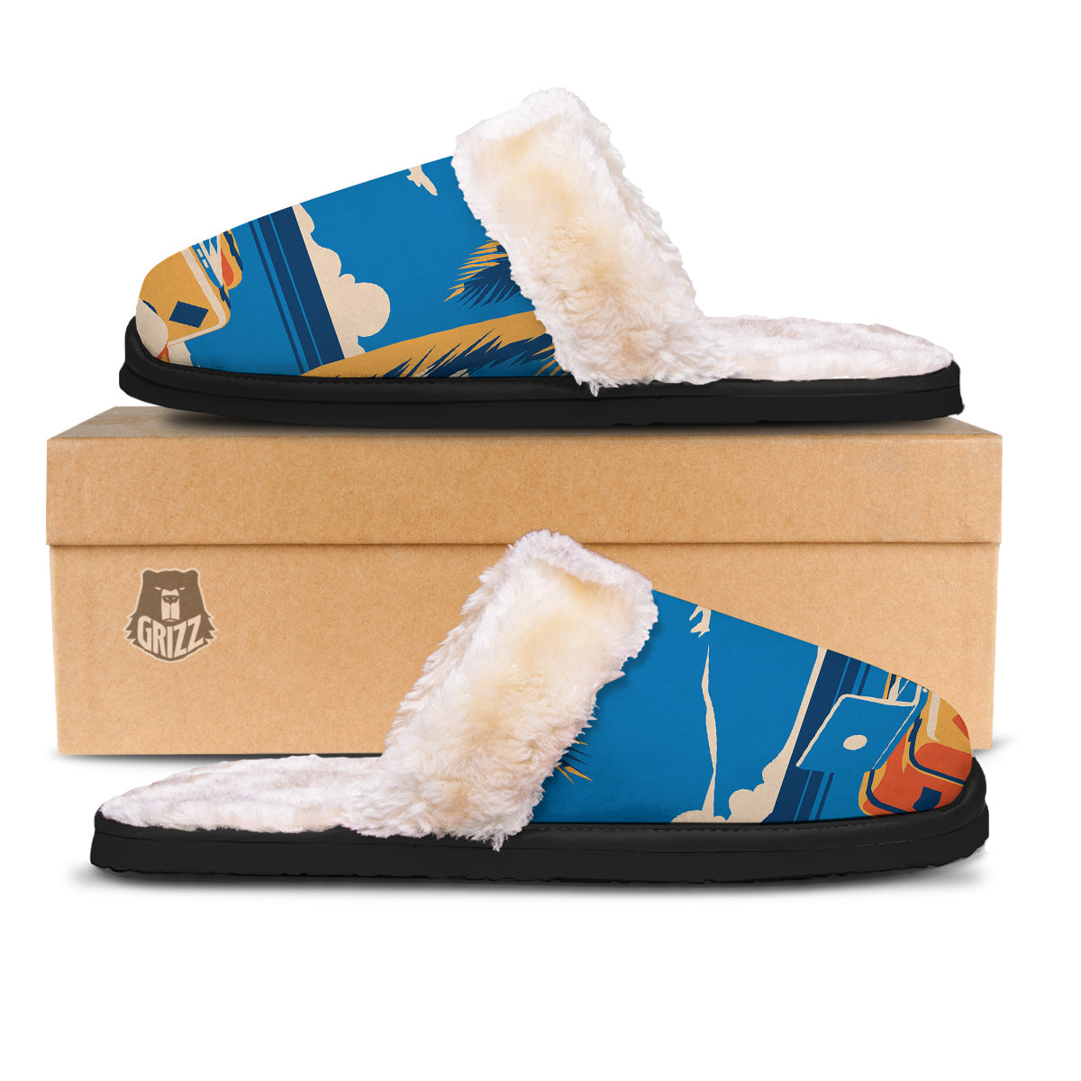 Time To Travel Summer Holiday Print Slippers-grizzshop