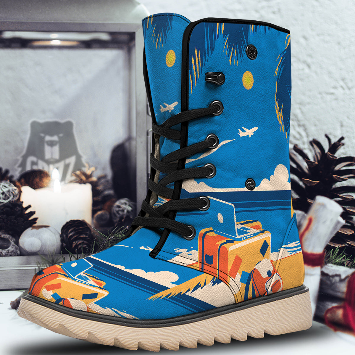 Time To Travel Summer Holiday Print Snow Boots-grizzshop