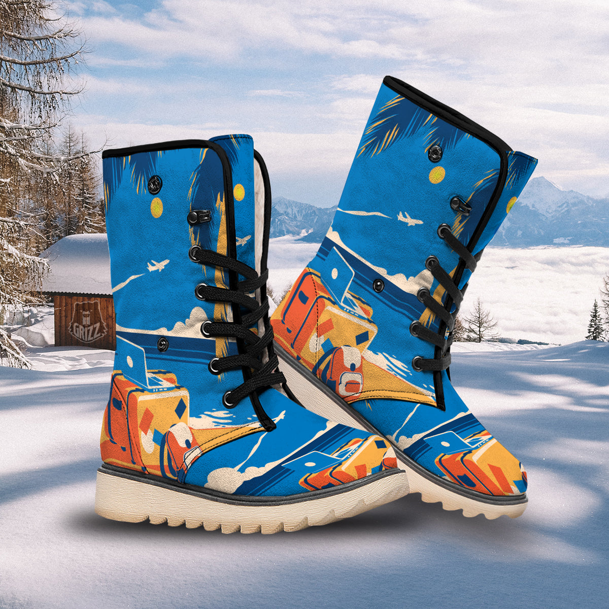 Time To Travel Summer Holiday Print Snow Boots-grizzshop