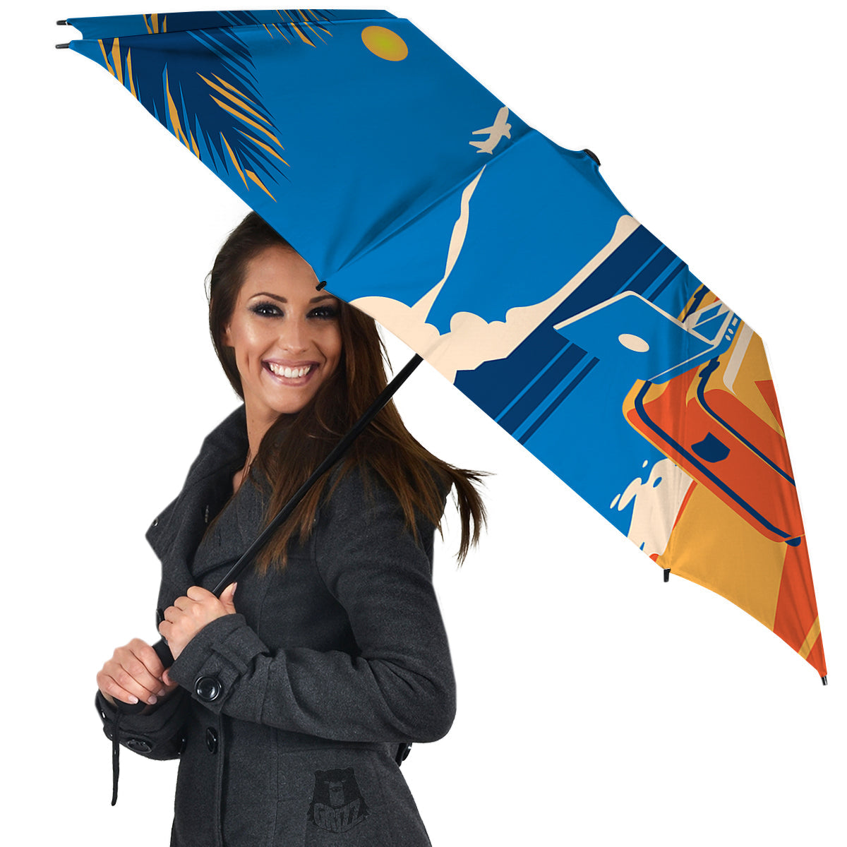 Time To Travel Summer Holiday Print Umbrella-grizzshop