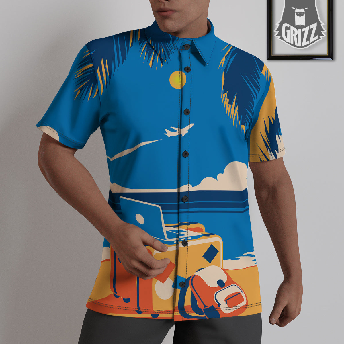 Time To Travel Summer Holiday Print Untucked Shirts-grizzshop