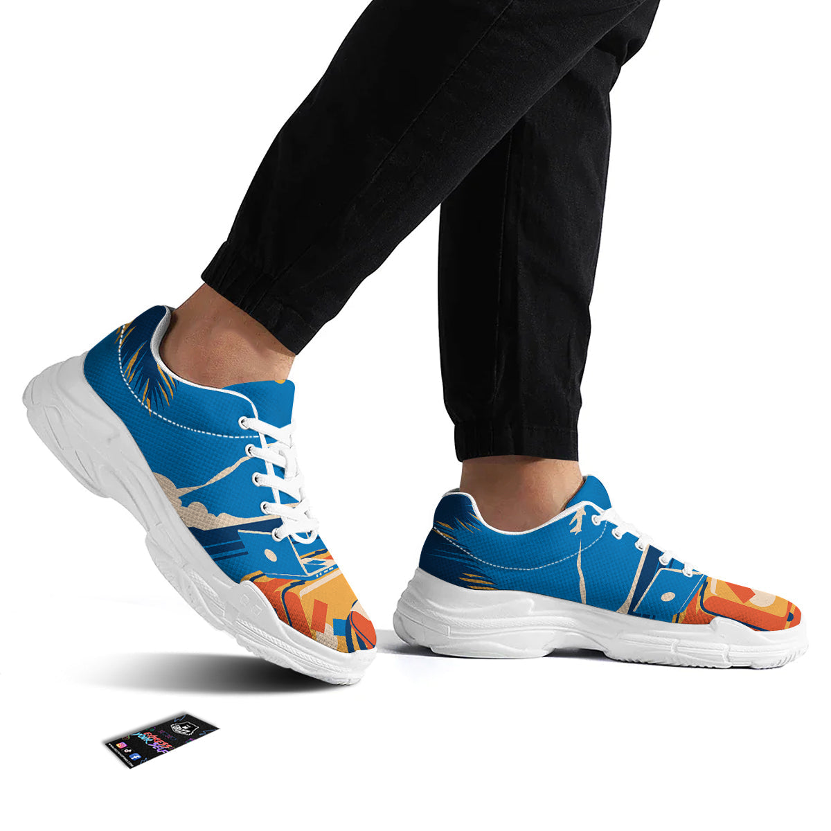 Time To Travel Summer Holiday Print White Chunky Shoes-grizzshop