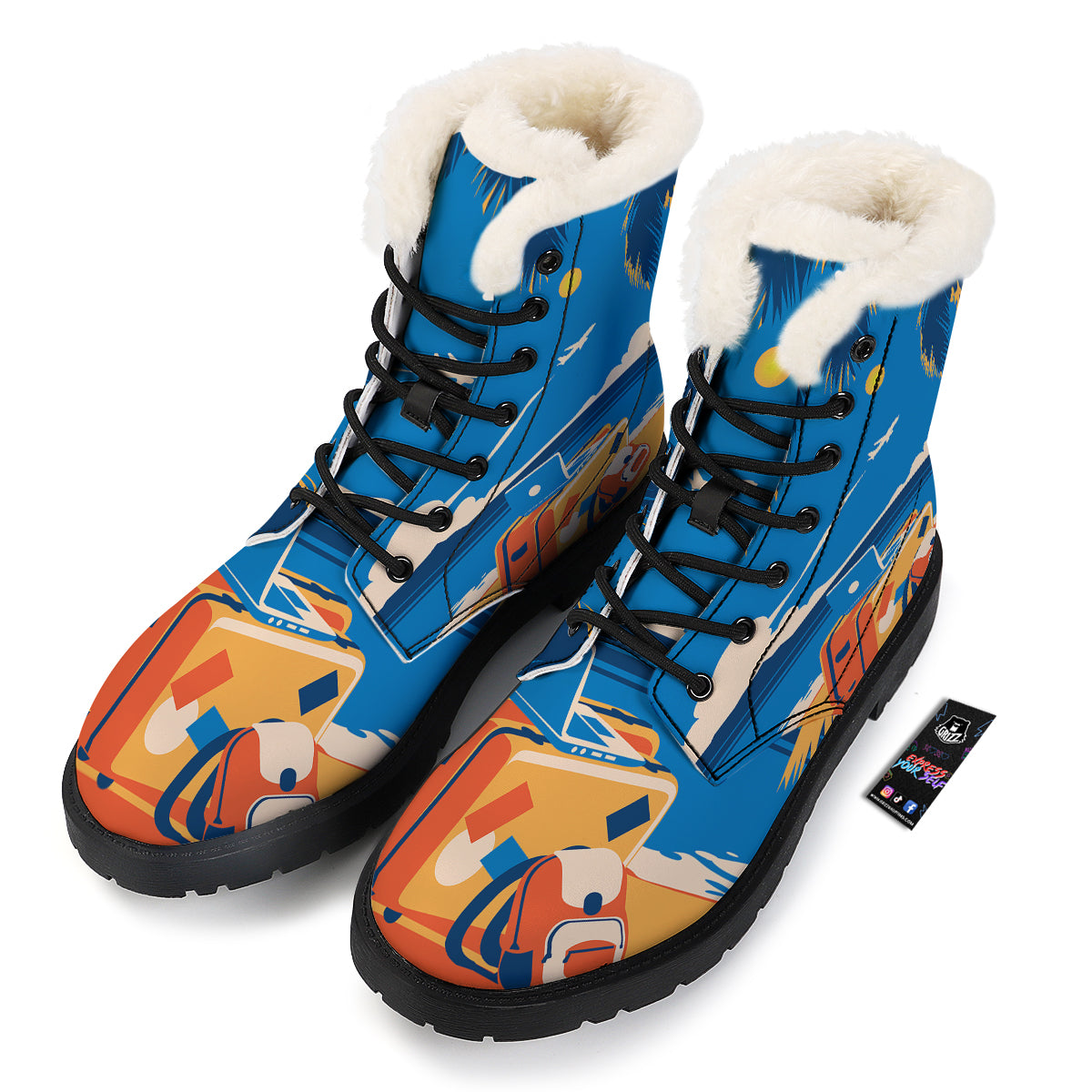 Time To Travel Summer Holiday Print Winter Boots-grizzshop