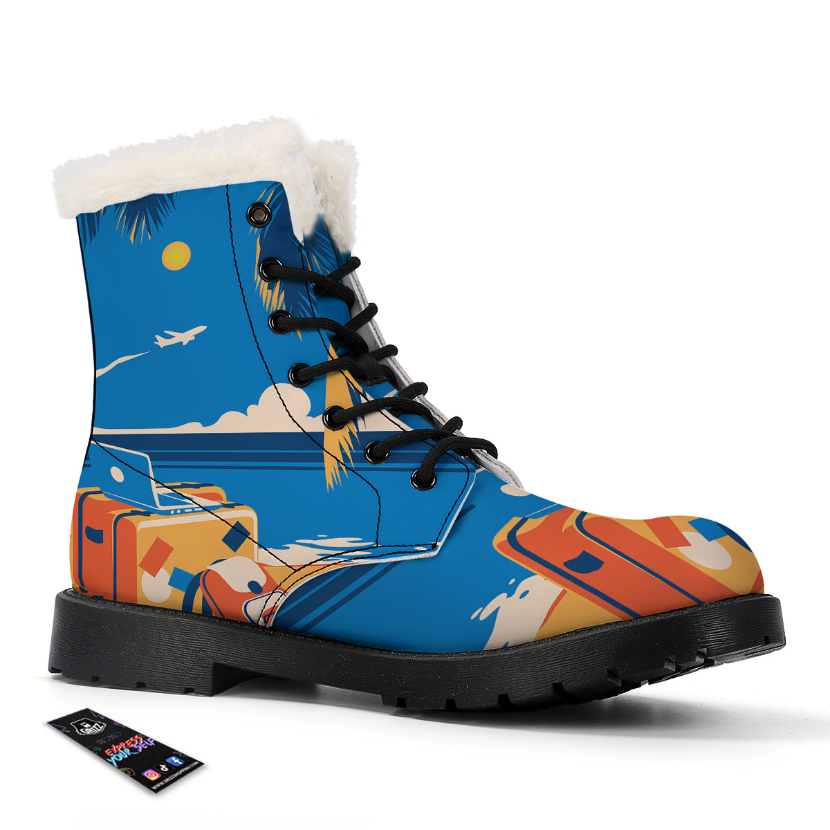 Time To Travel Summer Holiday Print Winter Boots-grizzshop
