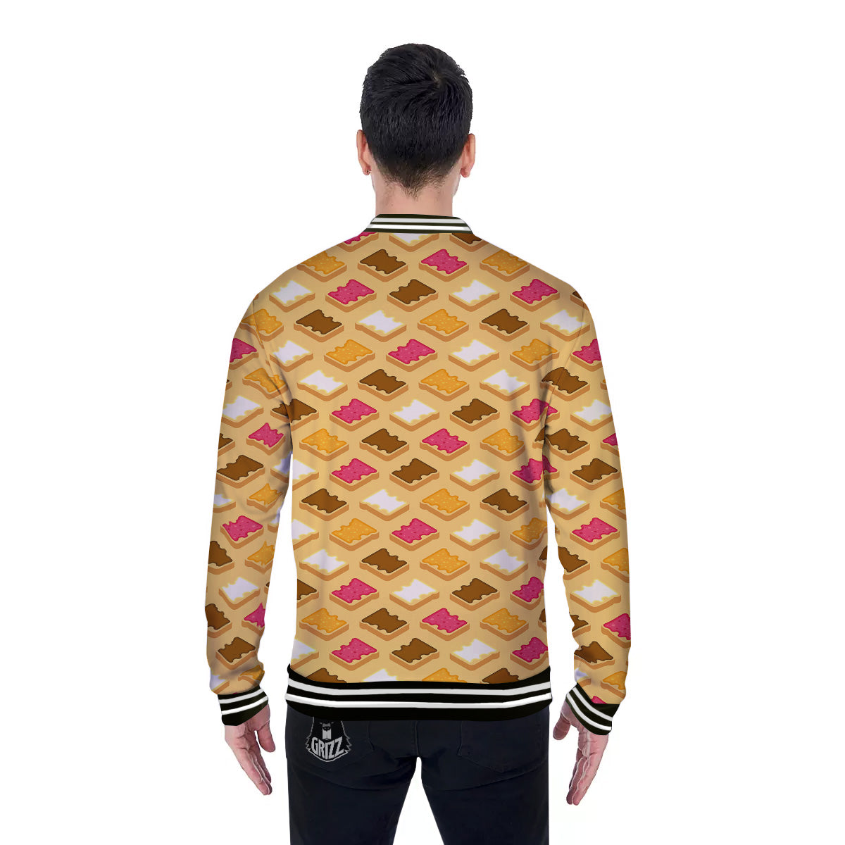 Toast And Jam Print Pattern Baseball Jacket-grizzshop