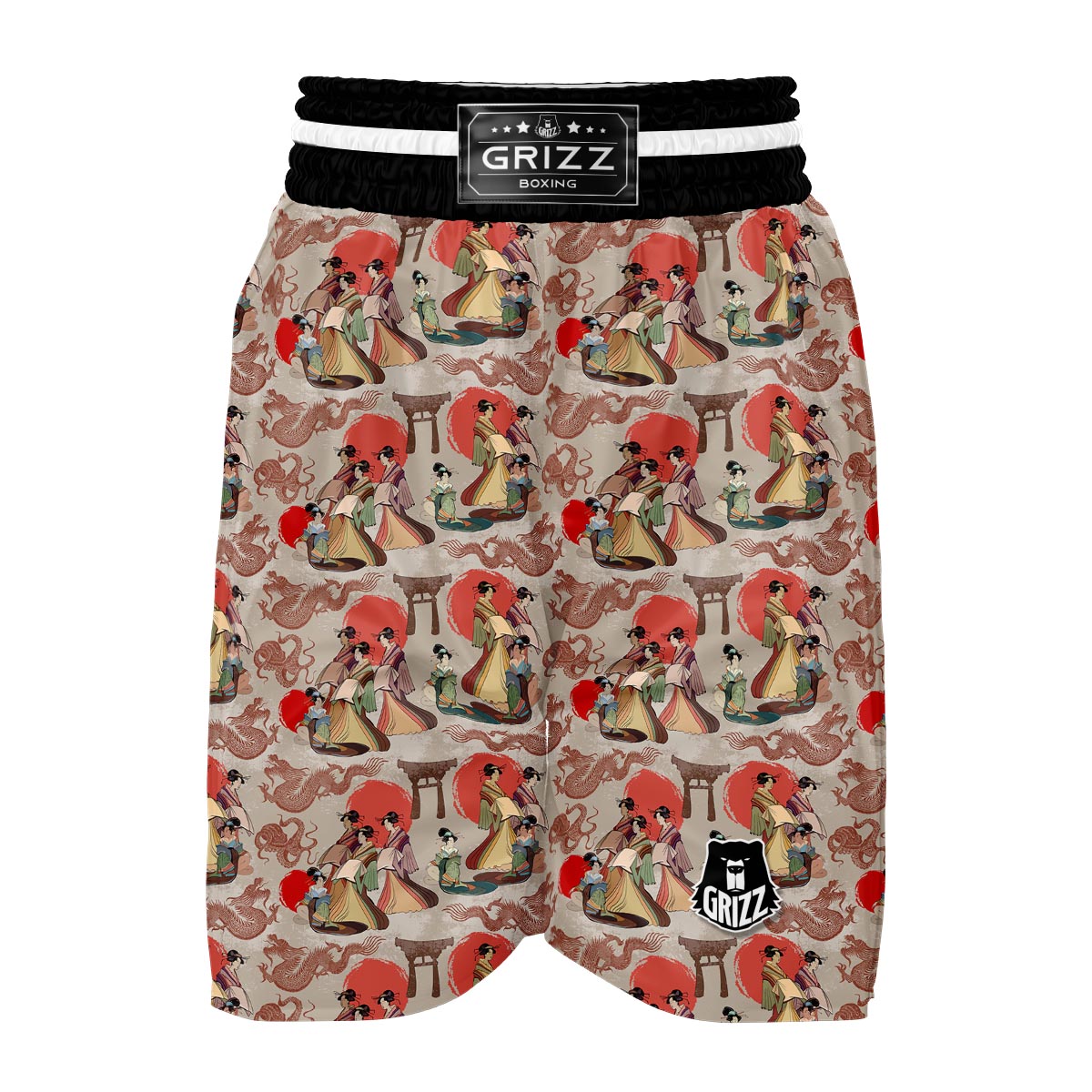 Tokyo Japanese Print Pattern Boxing Shorts-grizzshop