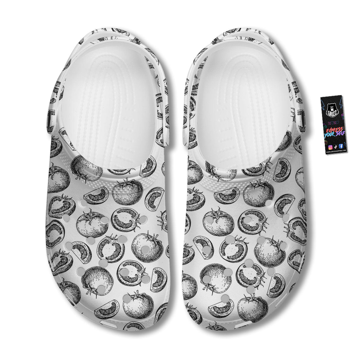 Tomato Hand Drawn Print Pattern Clog-grizzshop