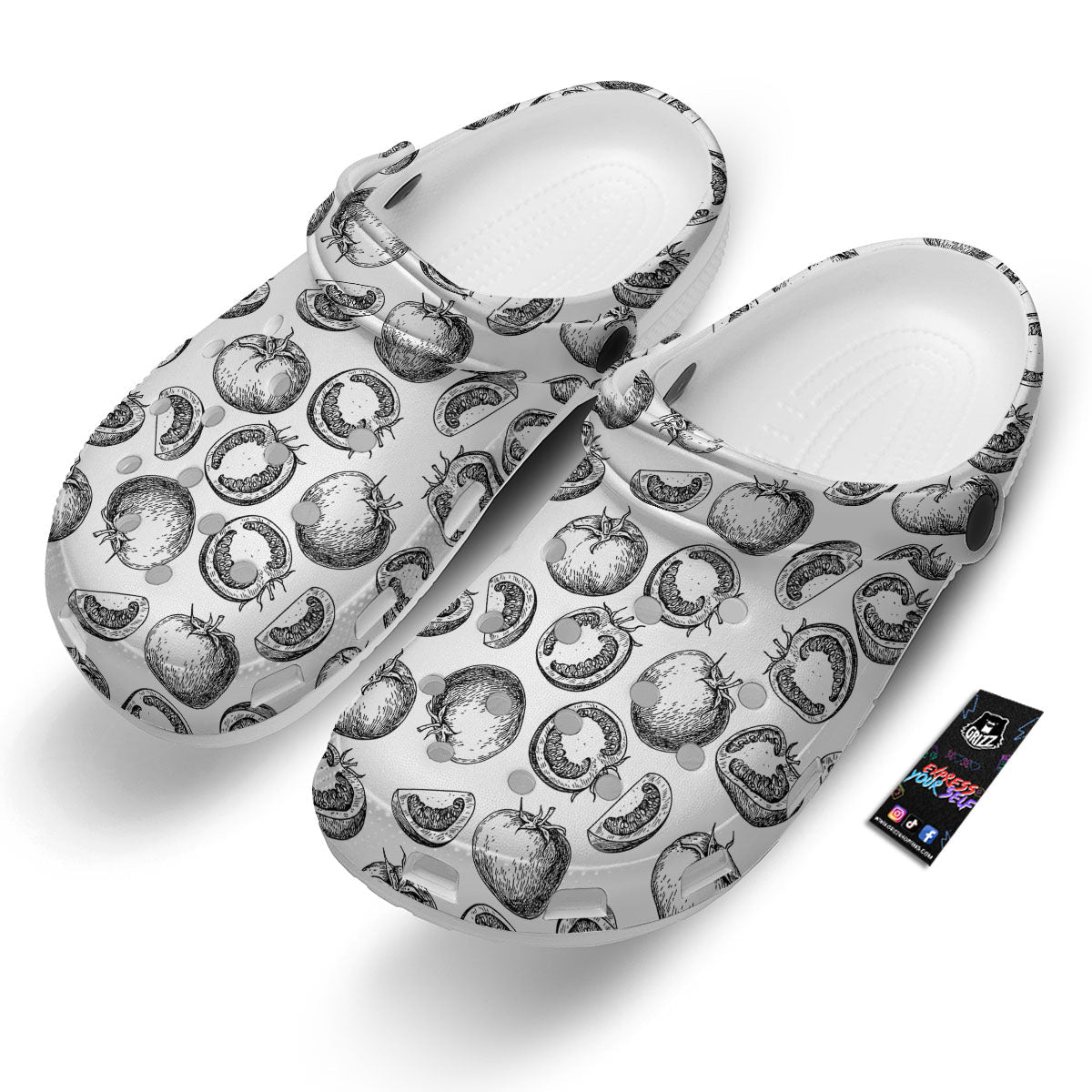 Tomato Hand Drawn Print Pattern Clog-grizzshop