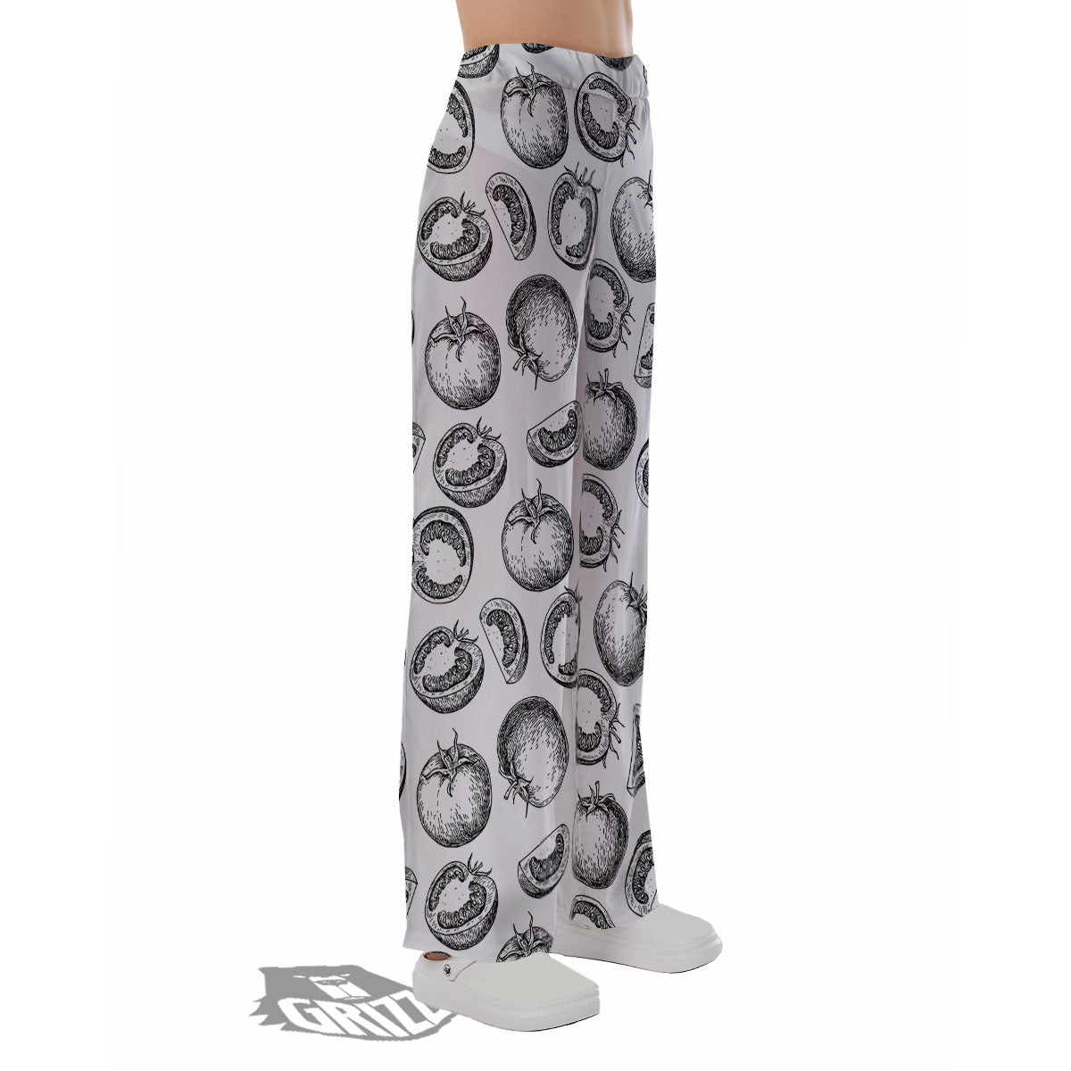 Tomato Hand Drawn Print Pattern Pajama Pants-grizzshop