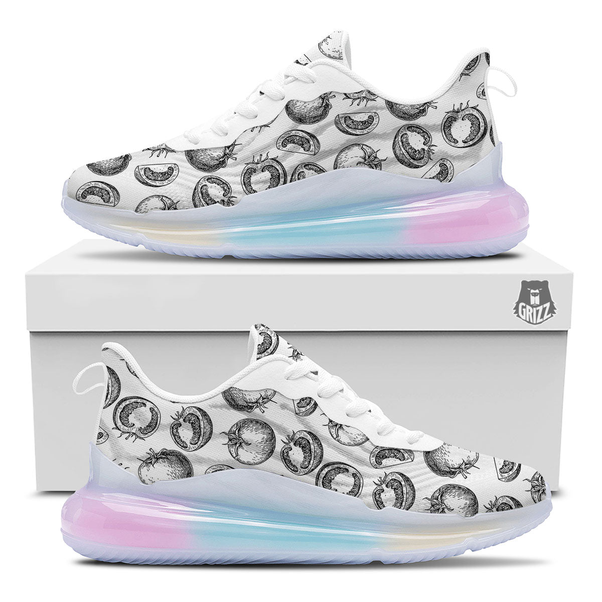 Tomato Hand Drawn Print Pattern Running Sneakers-grizzshop