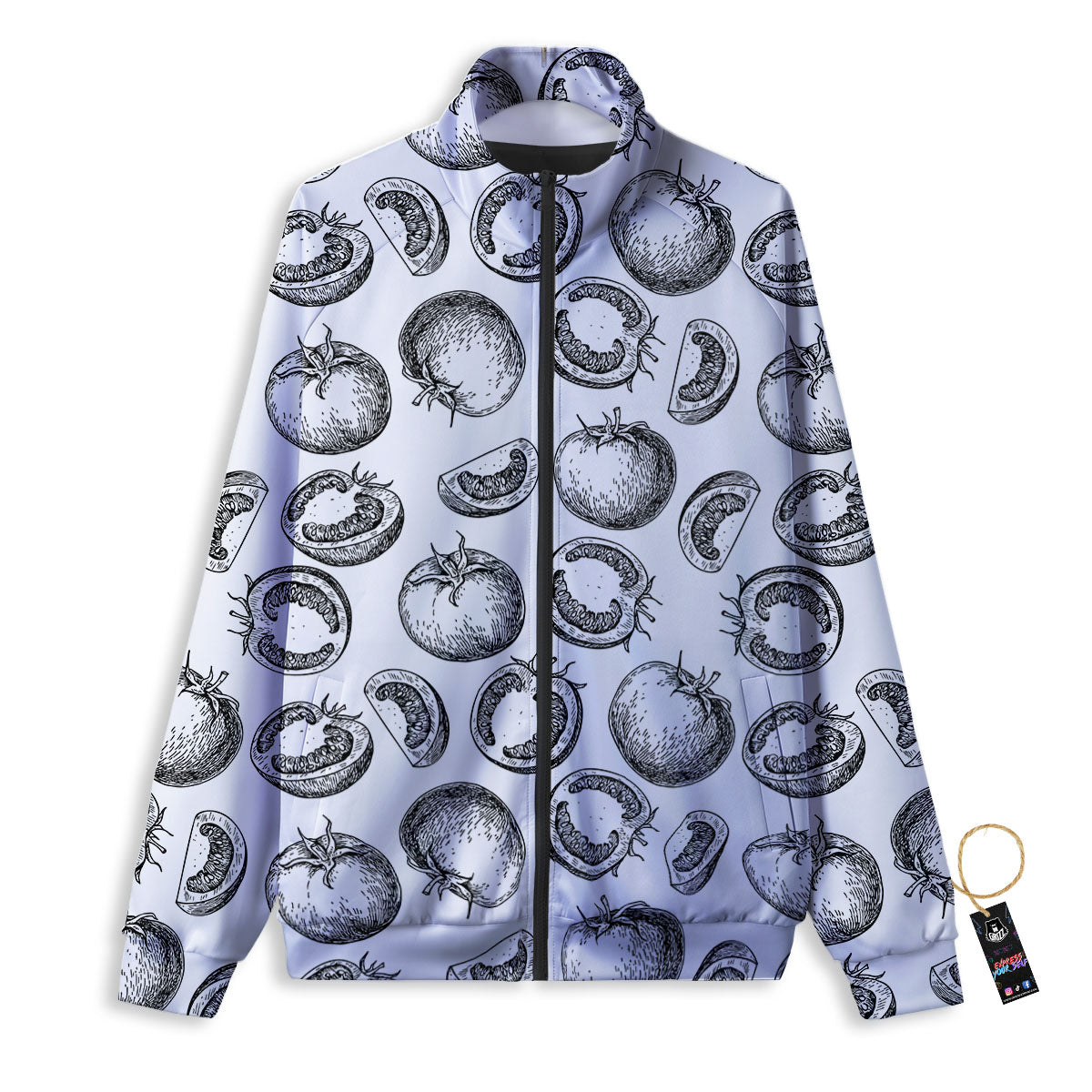 Tomato Hand Drawn Print Pattern Track Jacket-grizzshop
