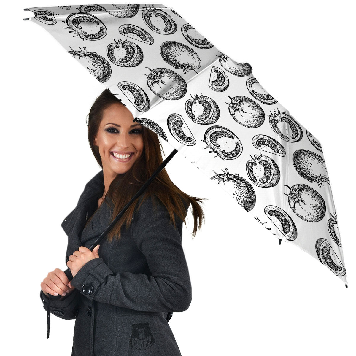 Tomato Hand Drawn Print Pattern Umbrella-grizzshop