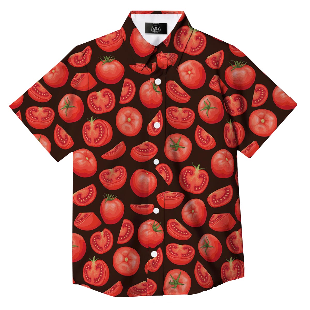 Tomatoes Red Print Pattern Button Up Shirt-grizzshop