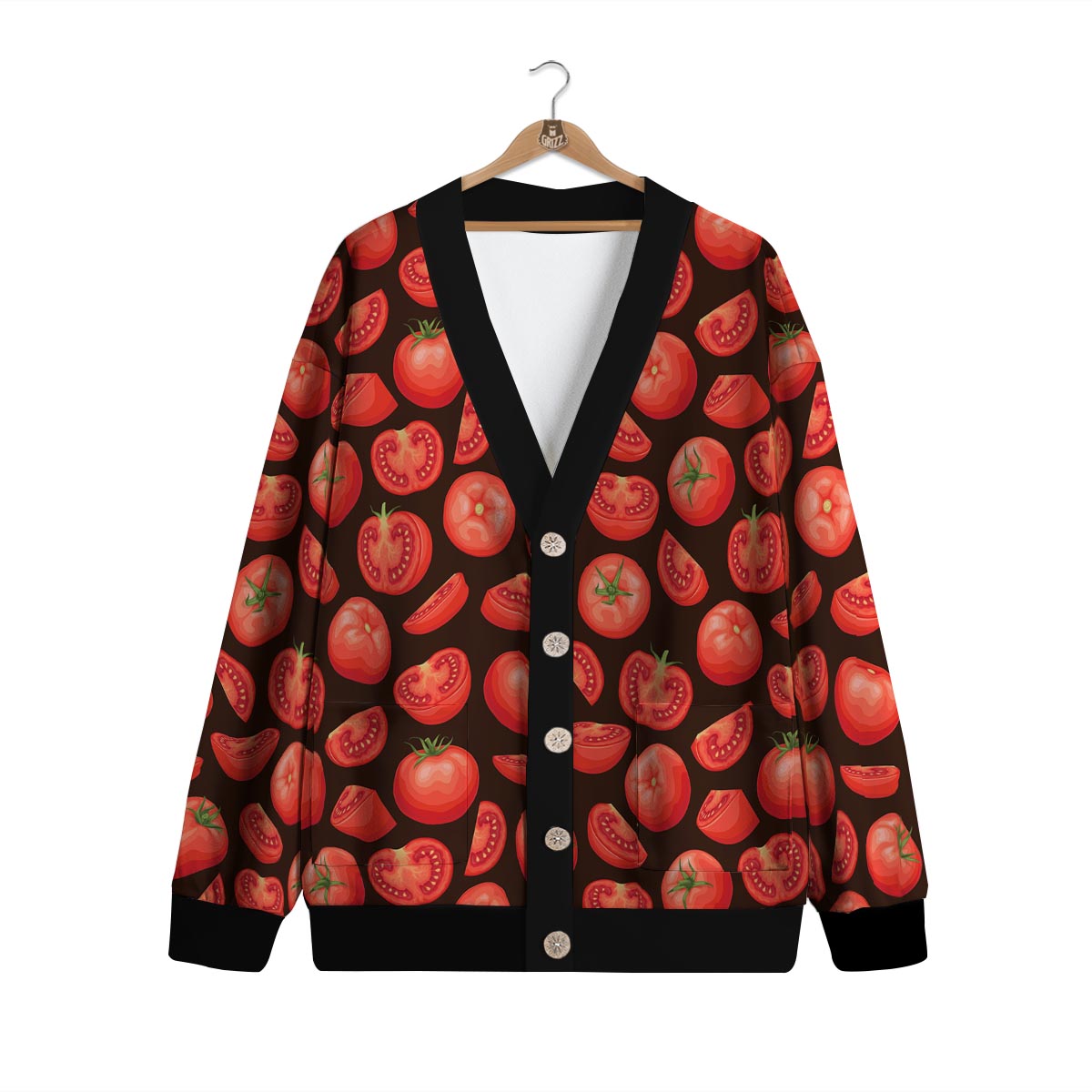 Tomatoes Red Print Pattern Cardigan-grizzshop