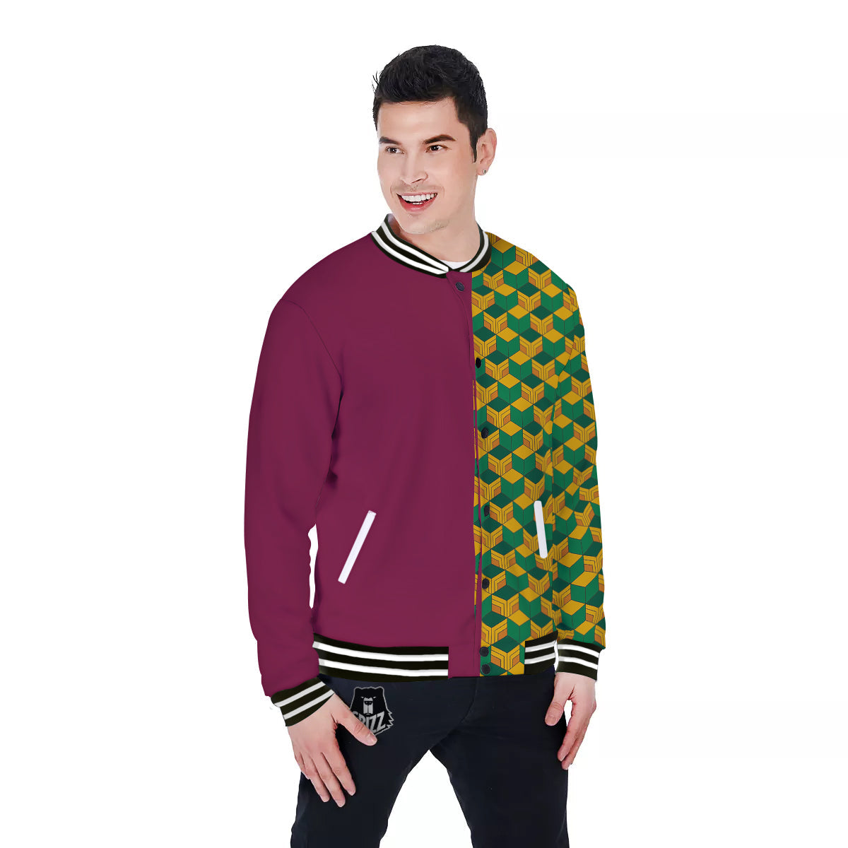 Tomioka Print Pattern Baseball Jacket-grizzshop
