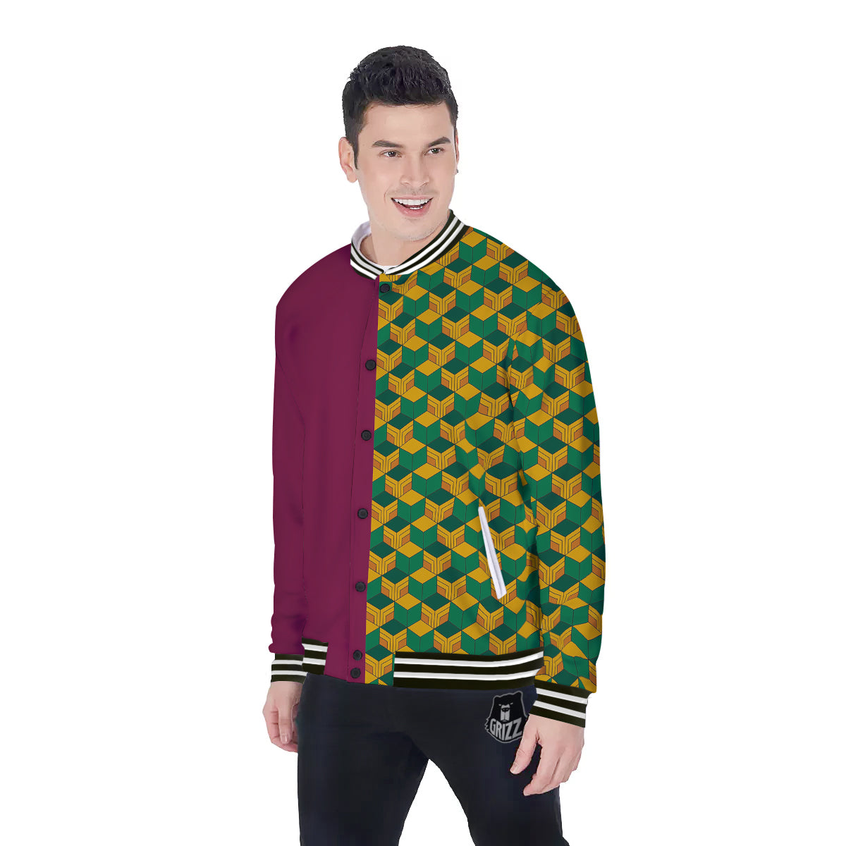 Tomioka Print Pattern Baseball Jacket-grizzshop