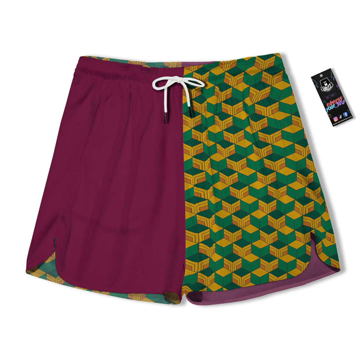 Tomioka Print Pattern Men's Running Shorts-grizzshop