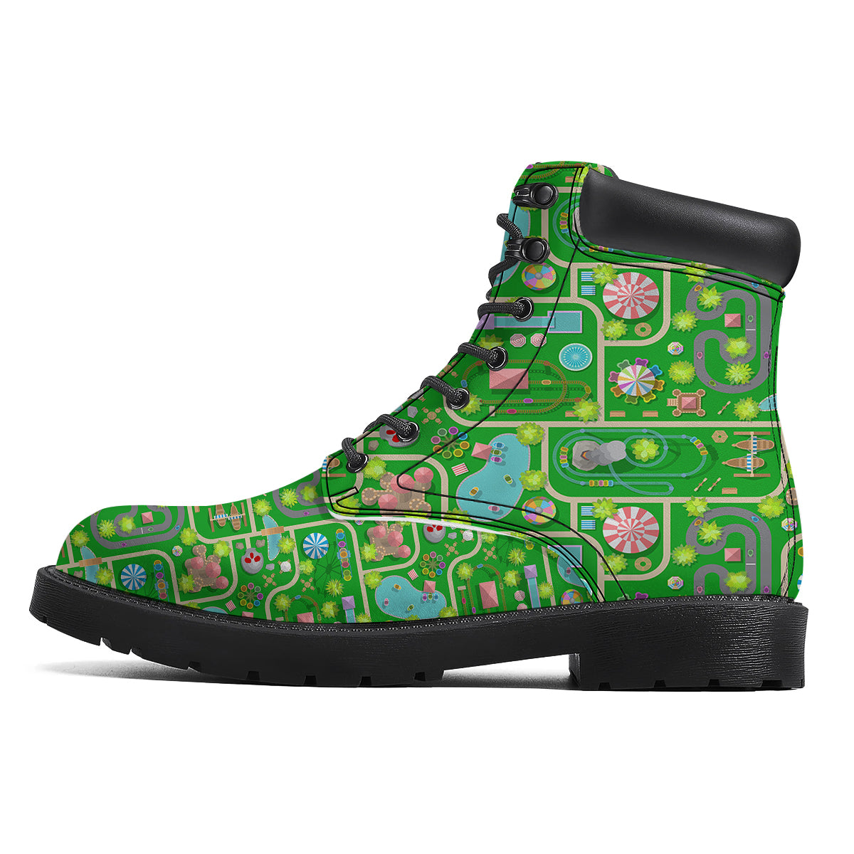 Top View Amusement Park Print Pattern Boots-grizzshop