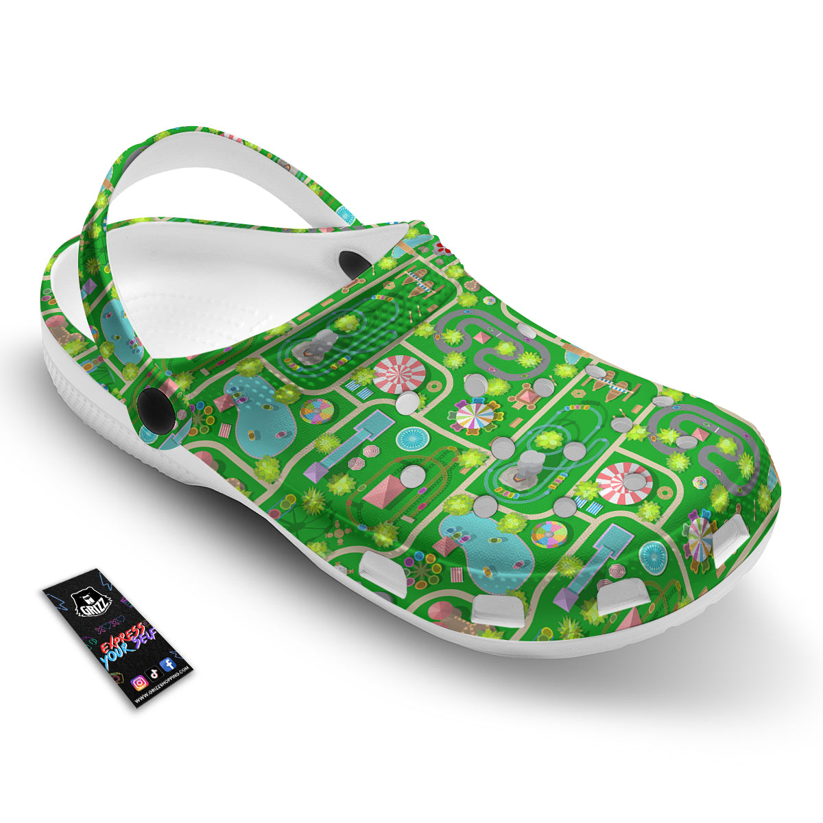 Top View Amusement Park Print Pattern Clog-grizzshop