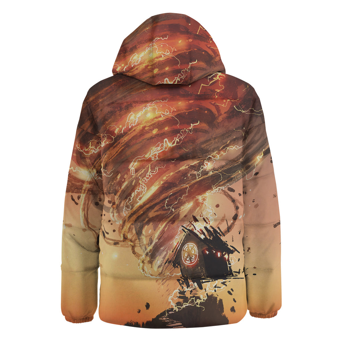 Tornado Destroy Watercolor Print Down Jacket-grizzshop