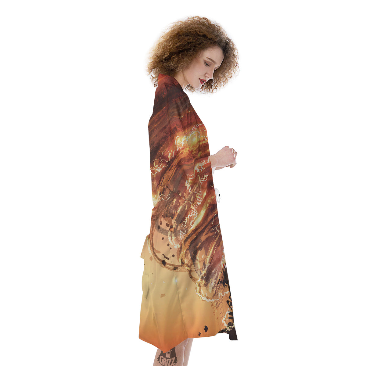 Tornado Destroy Watercolor Print Kimono-grizzshop