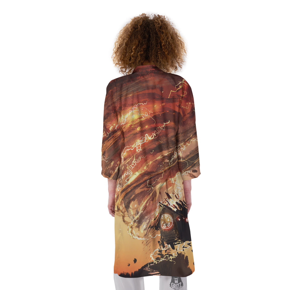 Tornado Destroy Watercolor Print Kimono-grizzshop