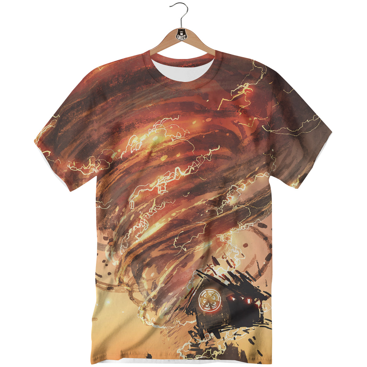 Tornado Destroy Watercolor Print T-Shirt-grizzshop