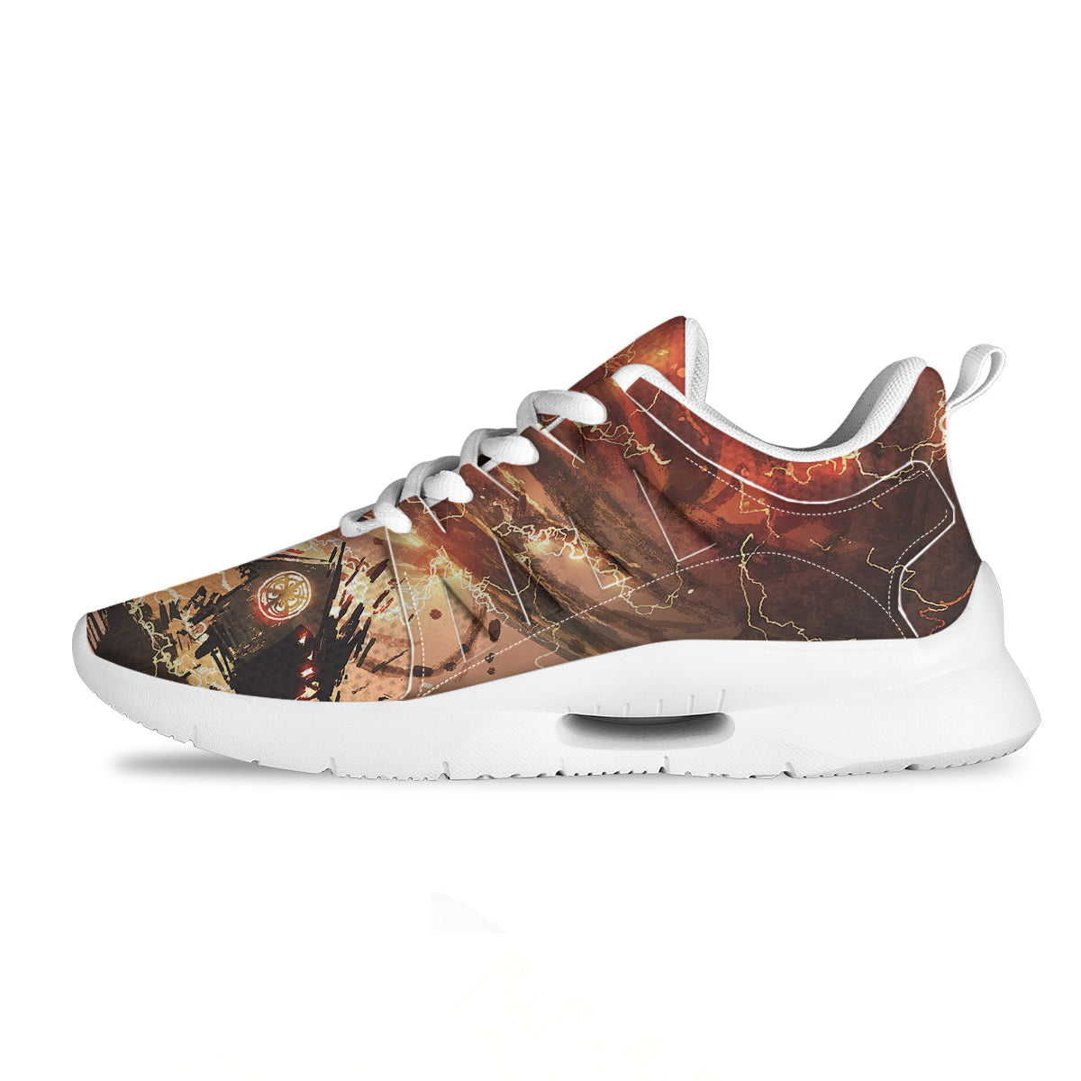 Tornado Destroy Watercolor Print Tennis Shoes-grizzshop