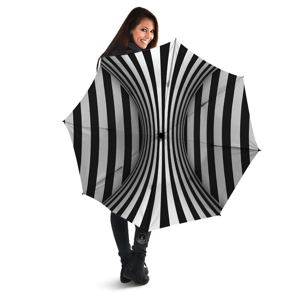 Torus Illusion White And Black Print Umbrella-grizzshop