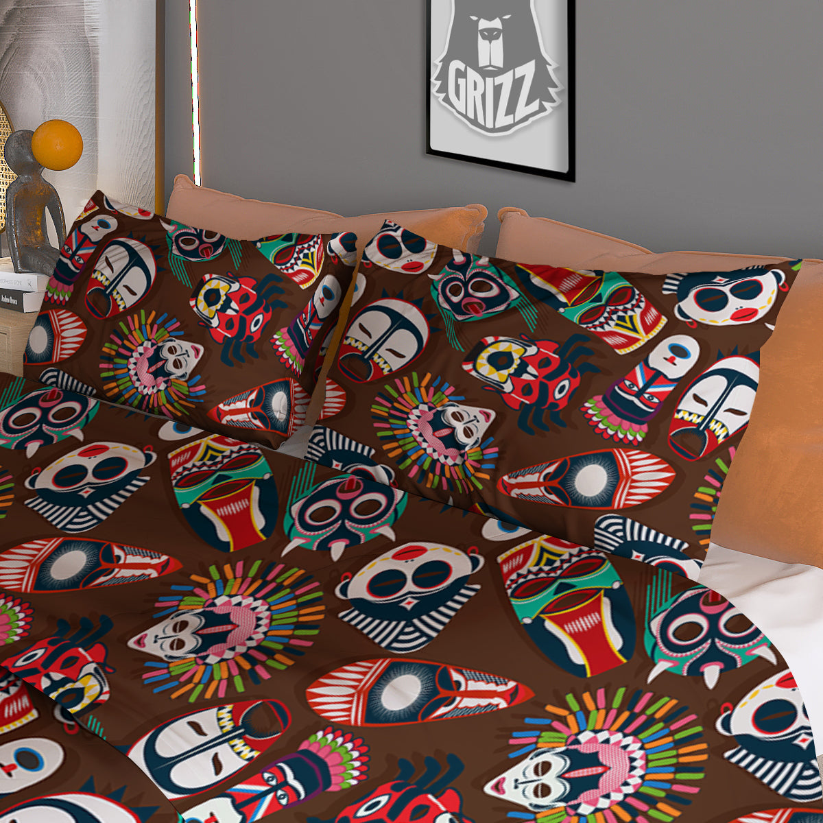 Totem And Mask African Print Pattern Duvet Cover Bedding Set