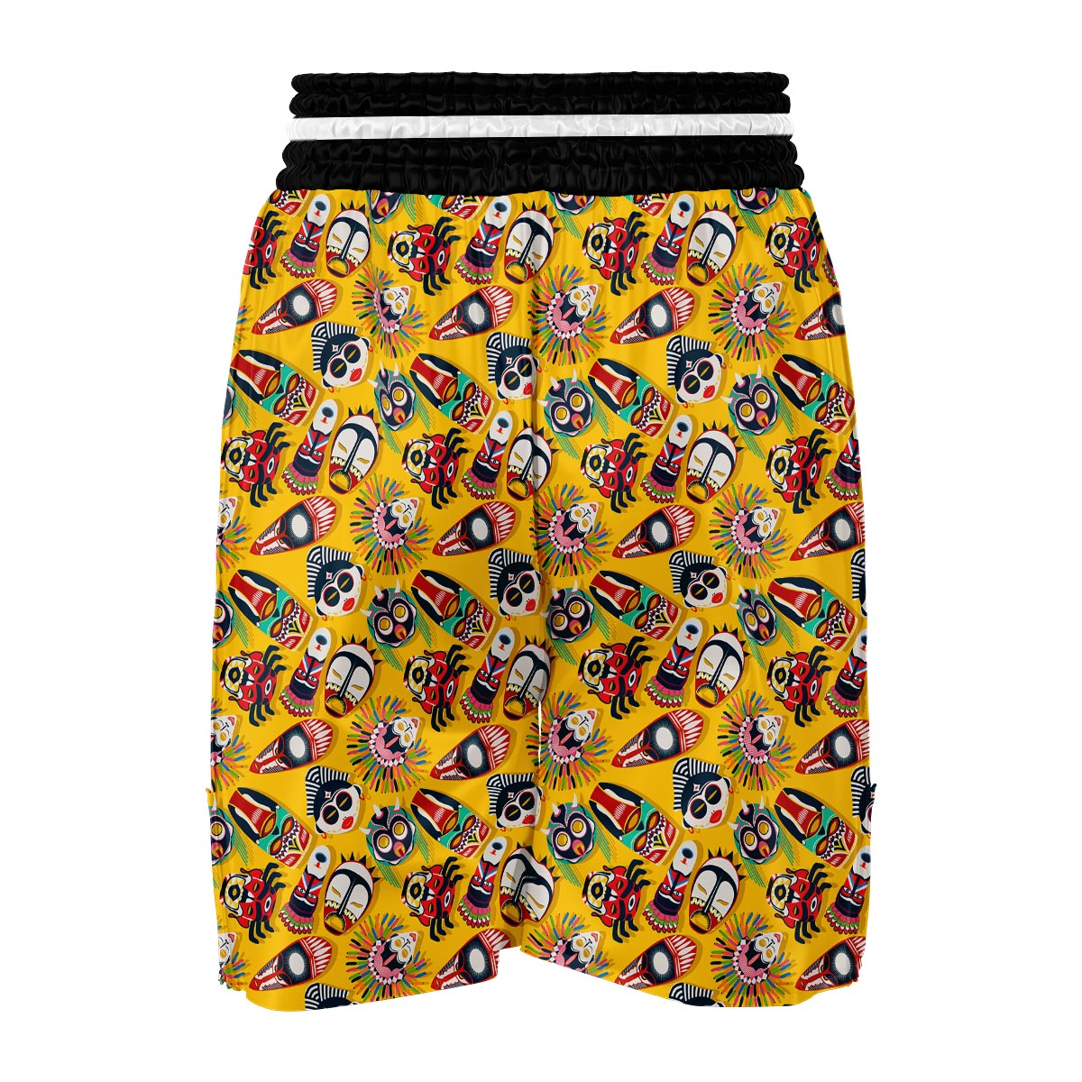 Totem Mask Pattern Print Boxing Shorts-grizzshop