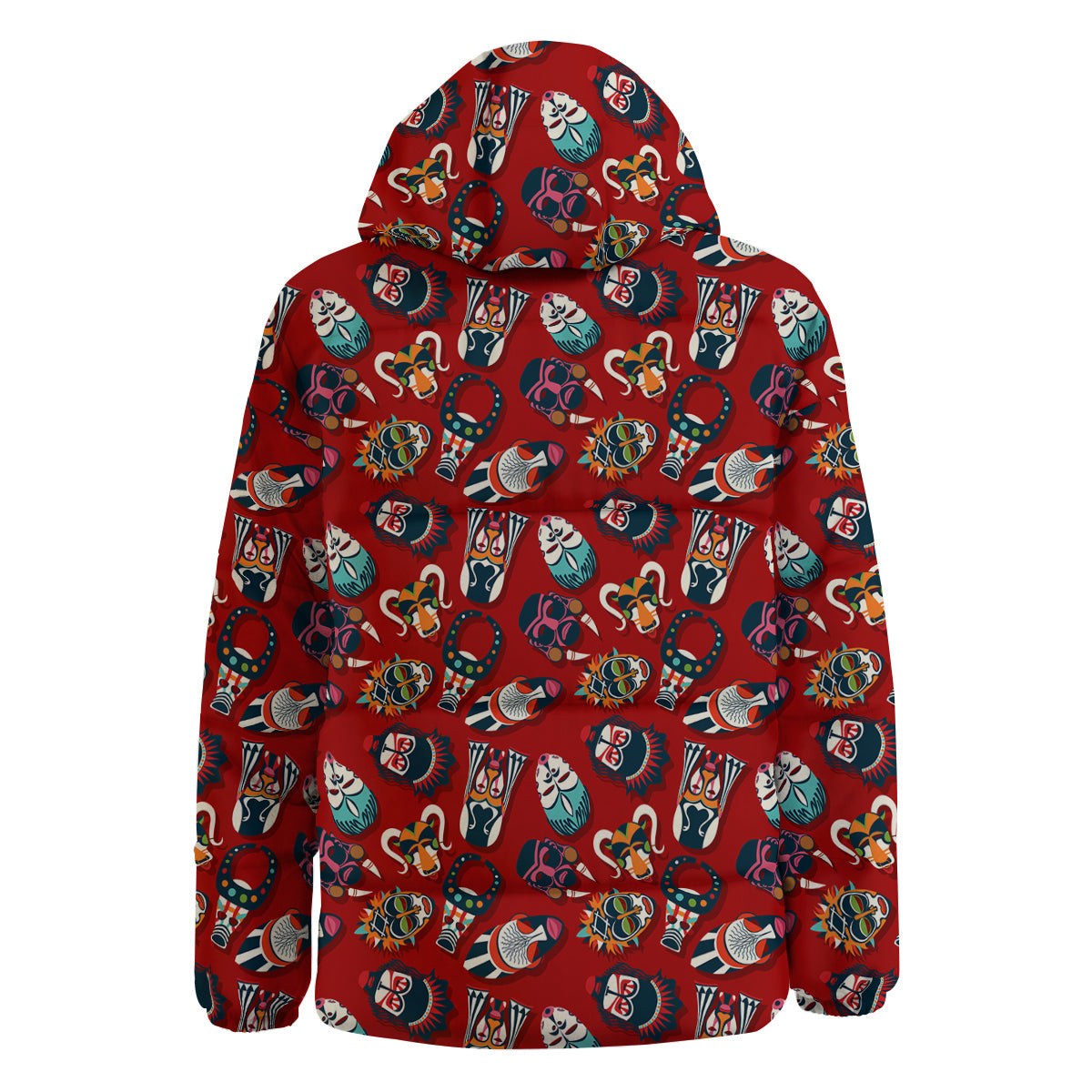 Totem Masks African Print Pattern Down Jacket-grizzshop