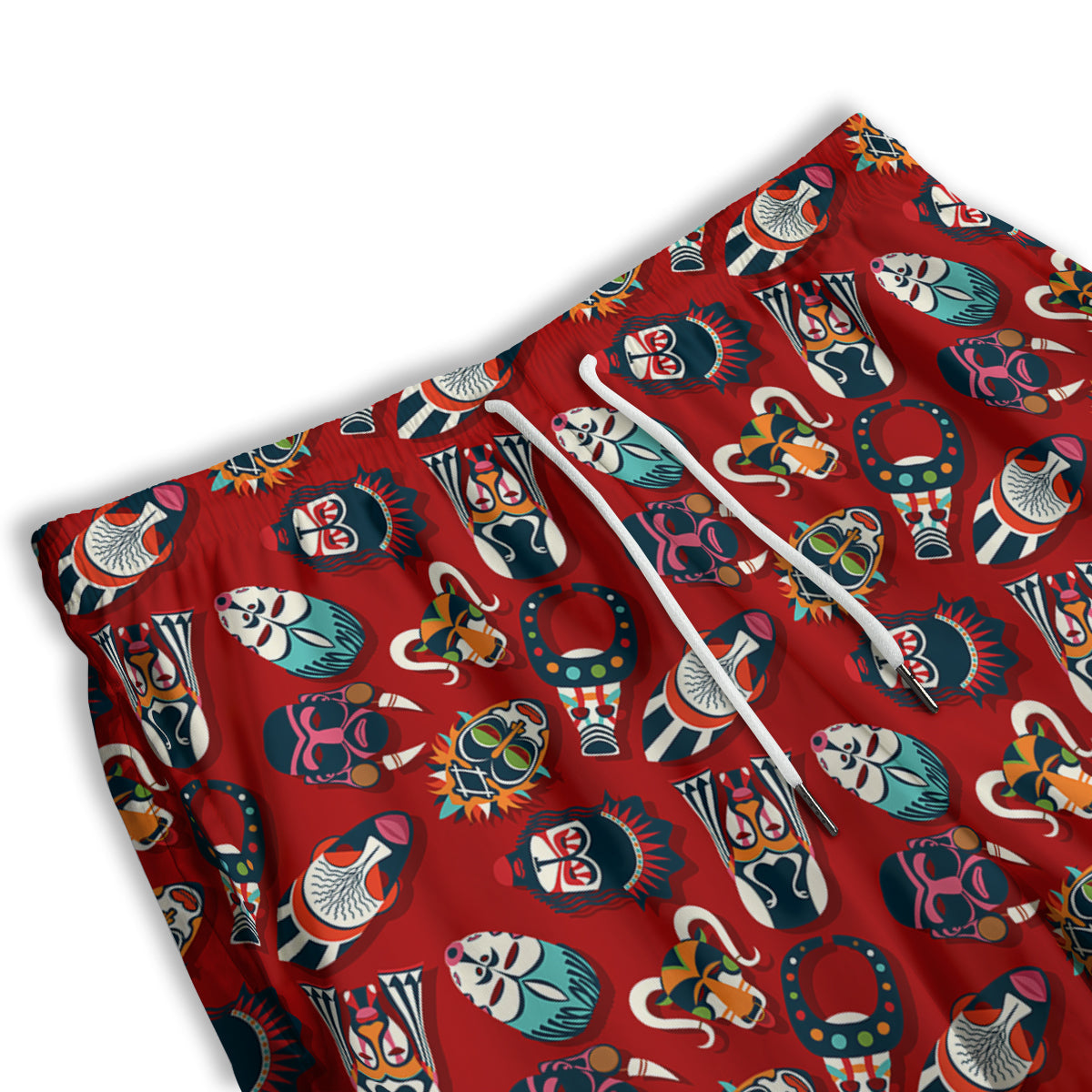 Totem Masks African Print Pattern Men's Athletic Shorts
