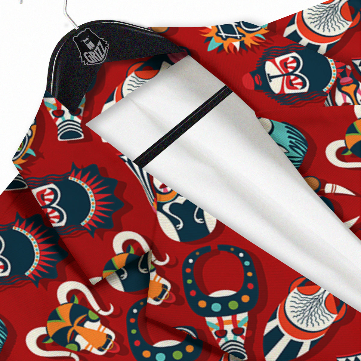 Totem Masks African Print Pattern Men's Sport Coat-grizzshop