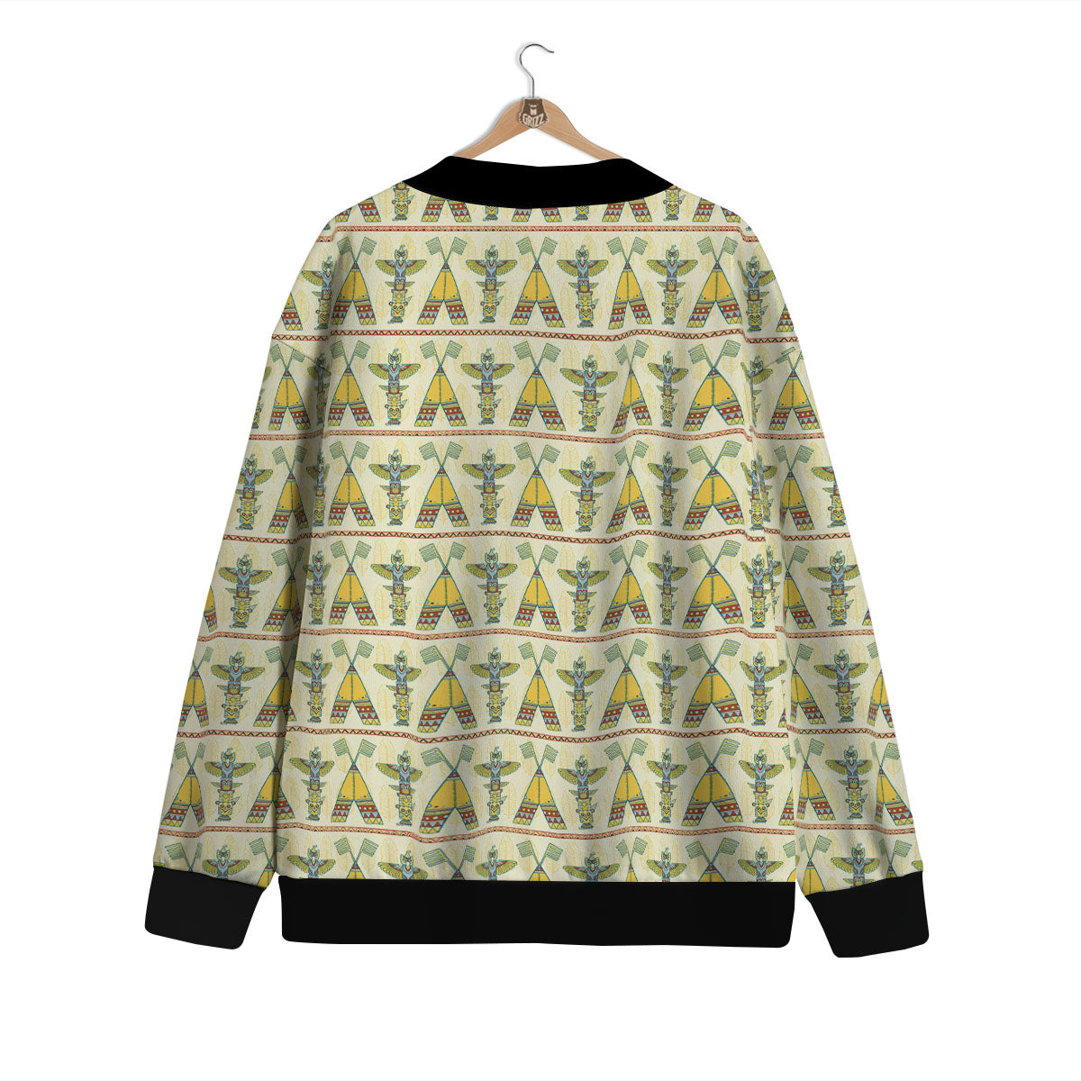 Totem Native Print Pattern Cardigan-grizzshop