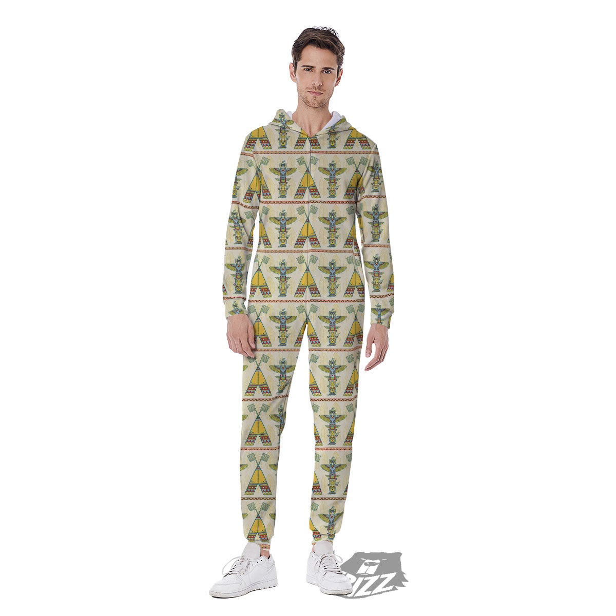 Totem Native Print Pattern Men's Jumpsuit-grizzshop