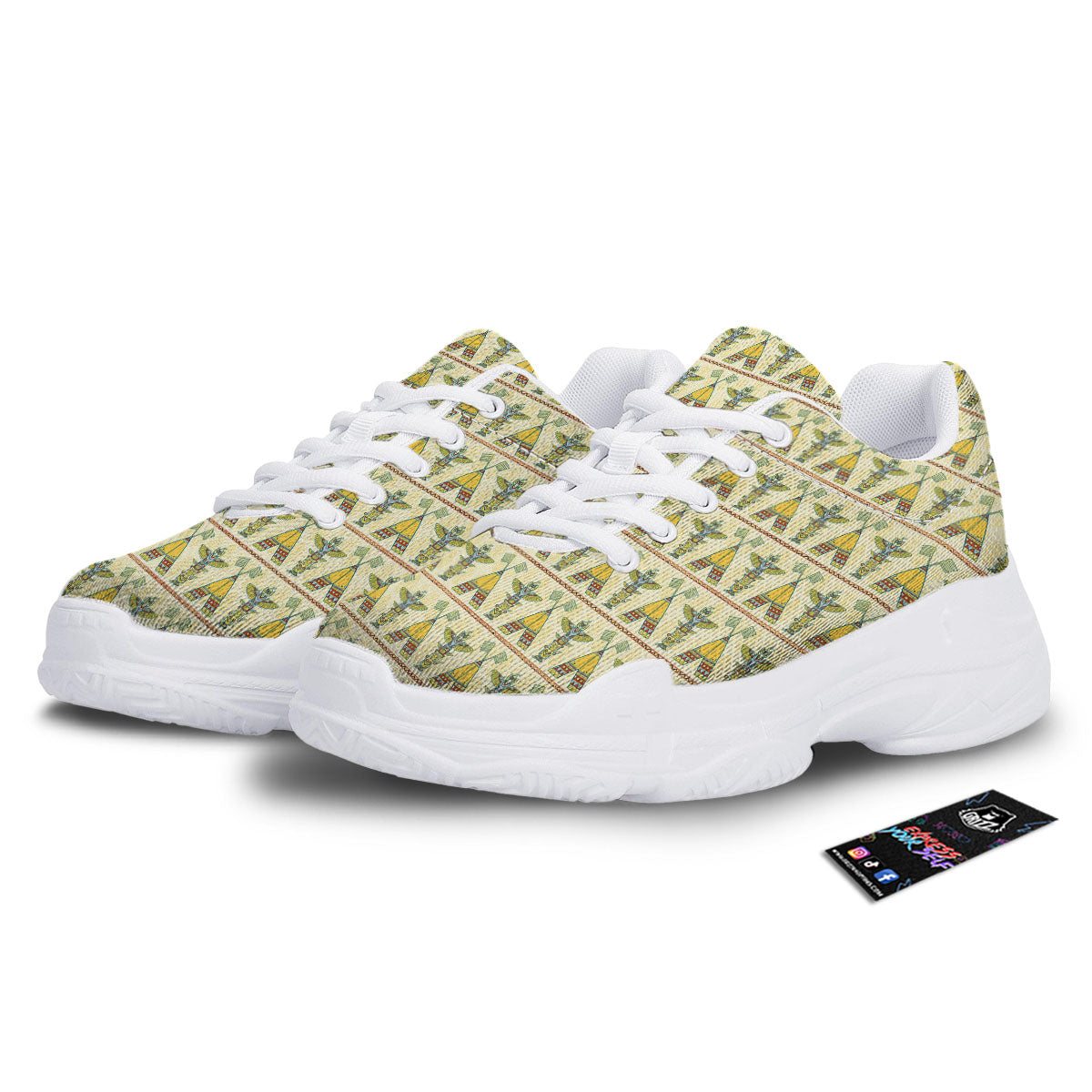 Totem Native Print Pattern White Chunky Shoes-grizzshop