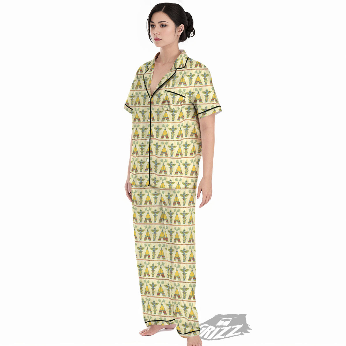 Totem Native Print Pattern Women's Pajamas Set-grizzshop