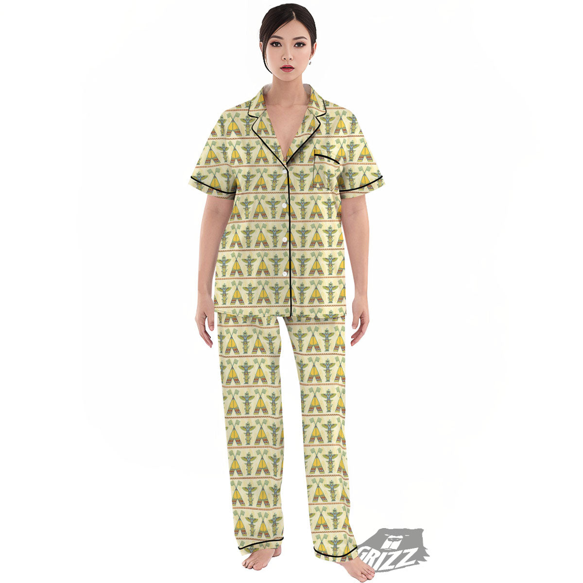Totem Native Print Pattern Women's Pajamas Set-grizzshop