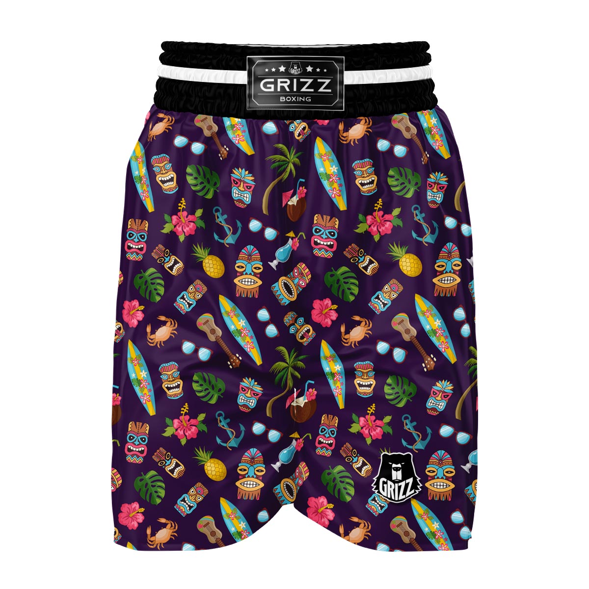Totem Pattern Print Boxing Shorts-grizzshop