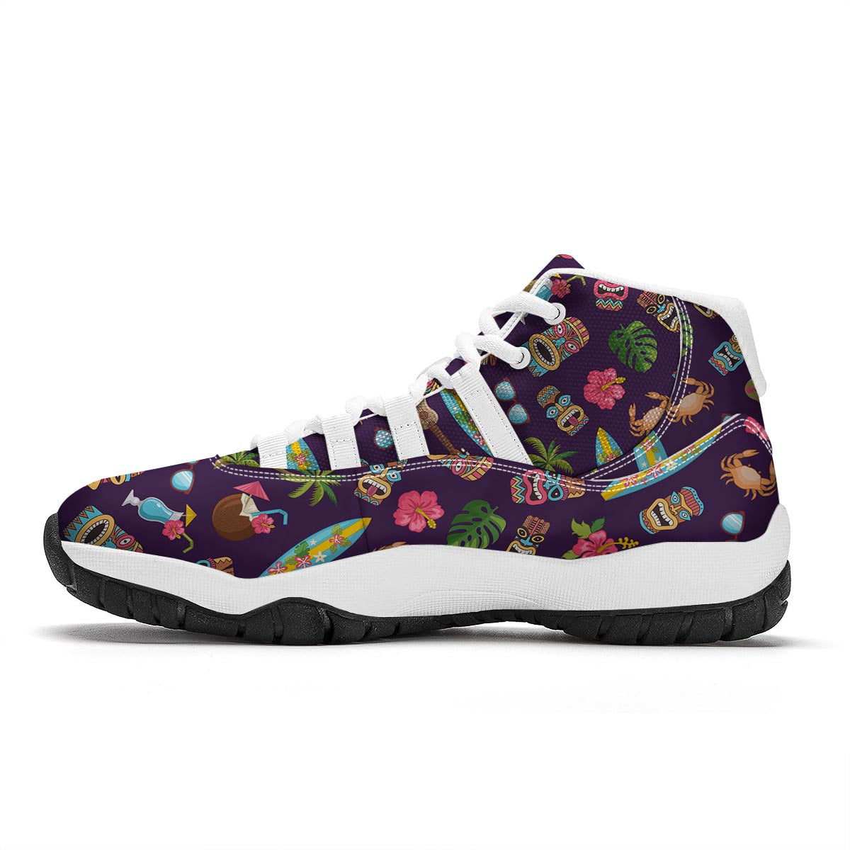 Totem Pattern Print White Bball Shoes-grizzshop