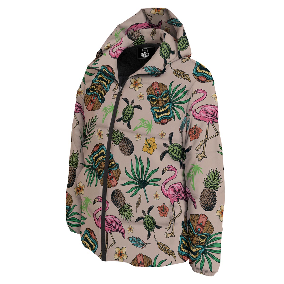 Totem Summer Print Pattern Down Jacket-grizzshop