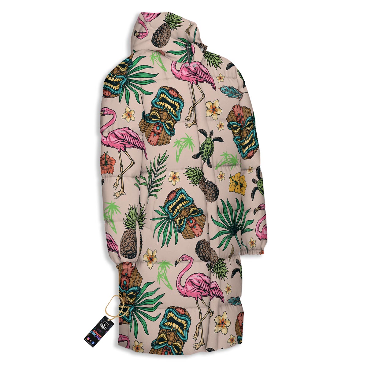 Totem Summer Print Pattern Long Down Jacket-grizzshop