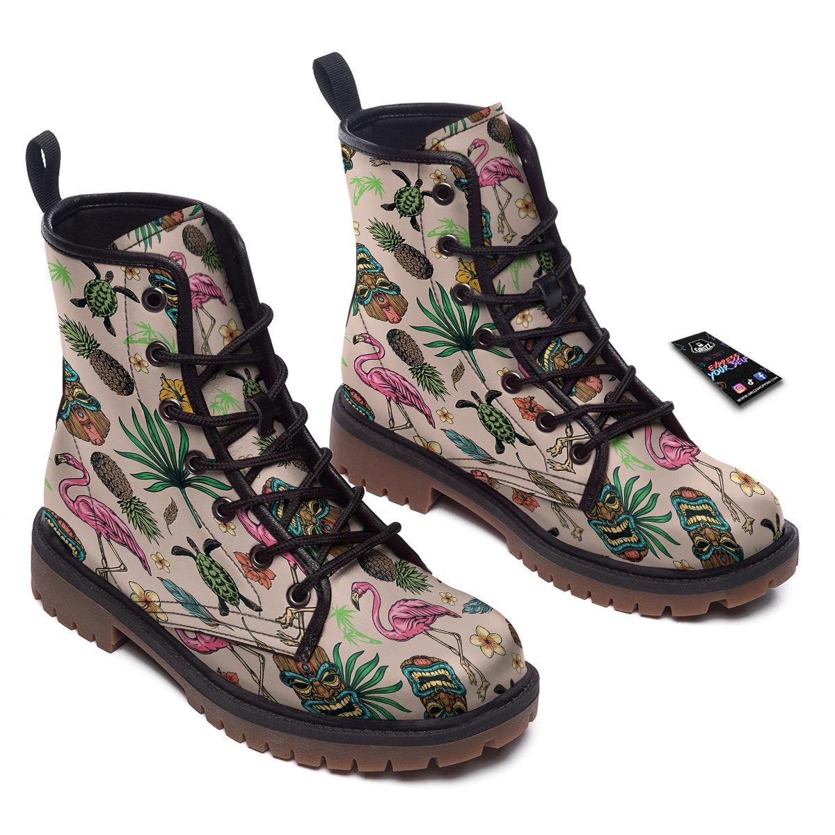 Totem Summer Print Pattern Work Boots-grizzshop