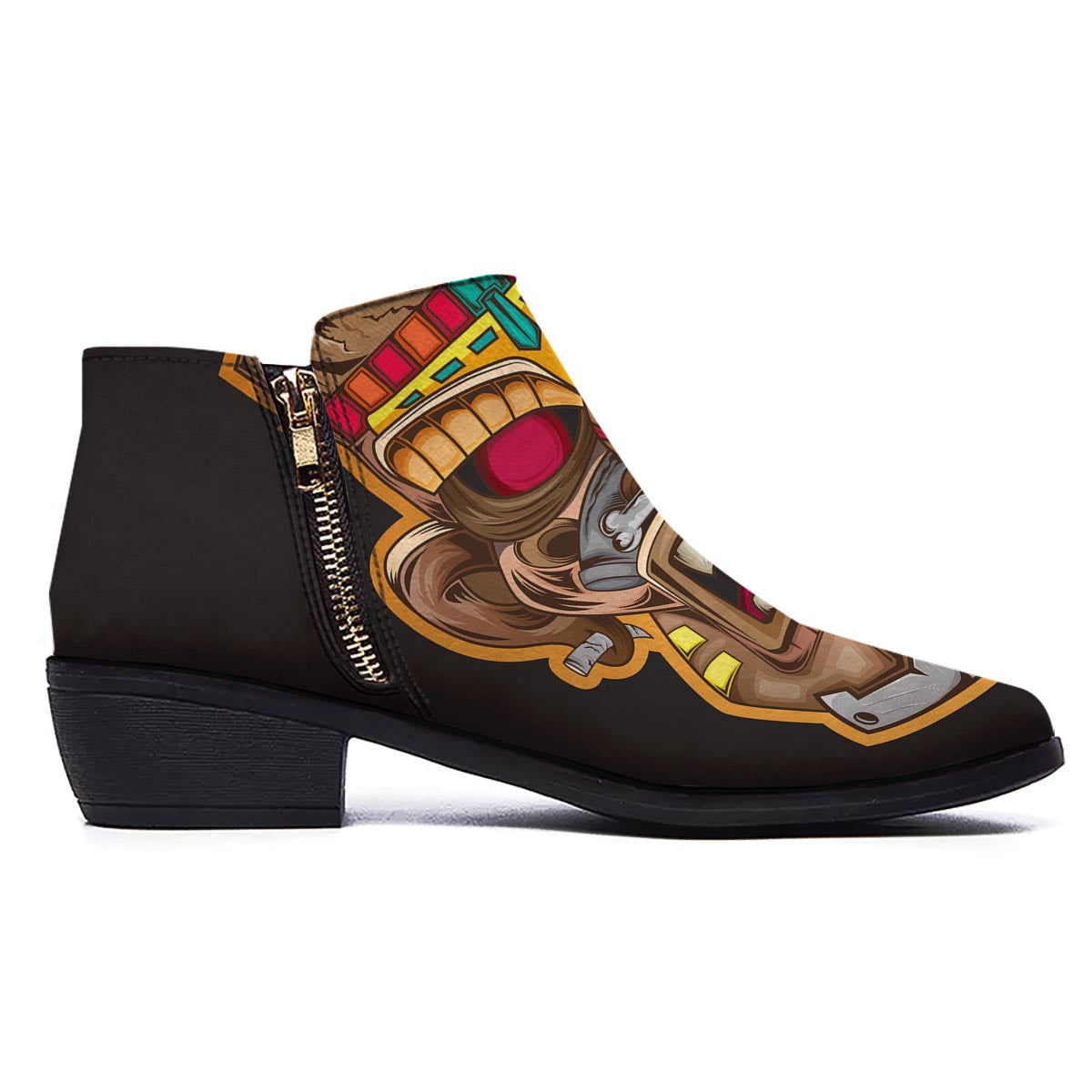 Totem Tiki Print Ankle Boots-grizzshop