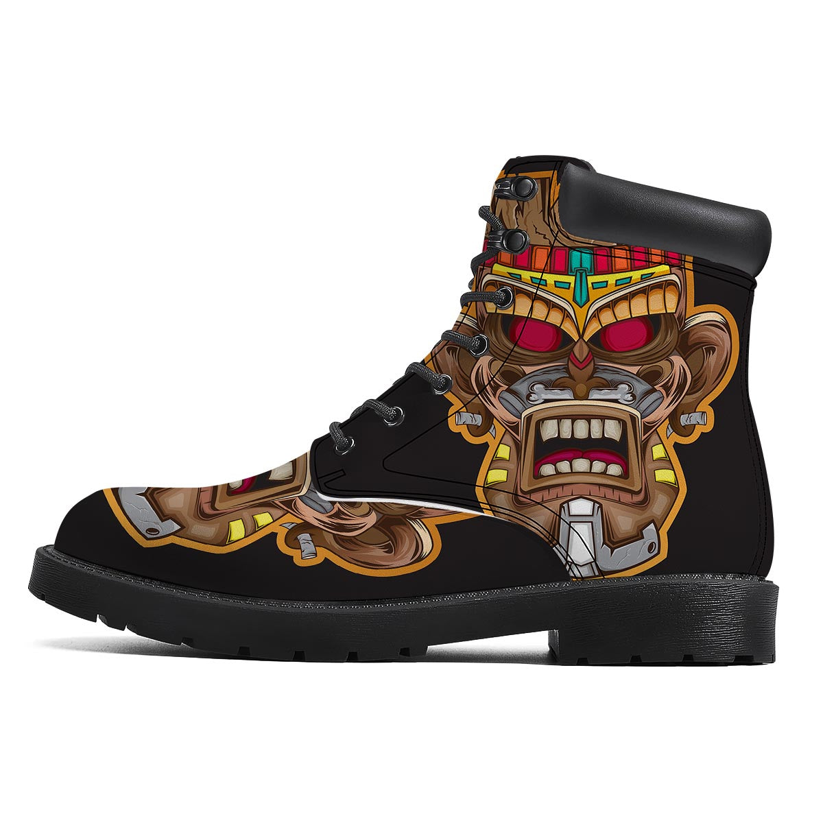 Totem Tiki Print Boots-grizzshop