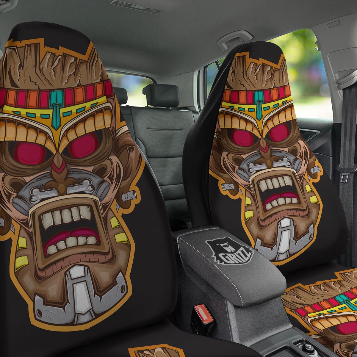 Totem Tiki Print Car Seat Covers-grizzshop